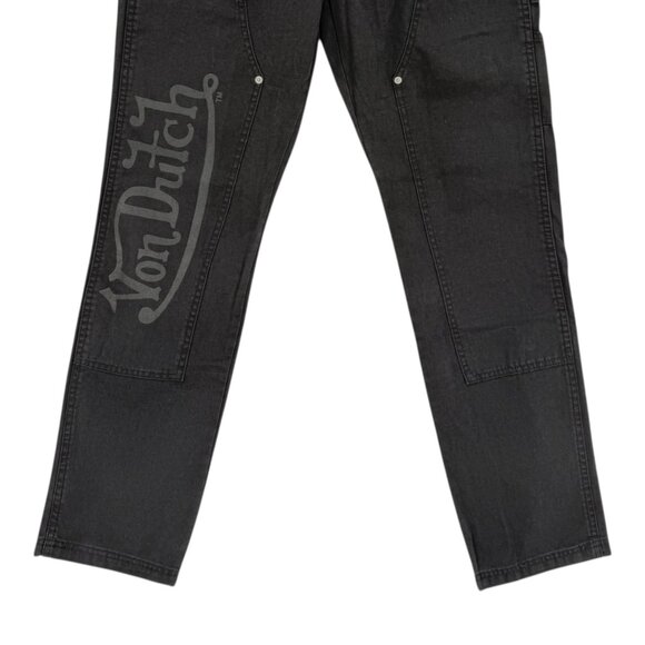 Von Dutch Men's Eye Logo Patch Double Knee Patch Black Utility Pants 32x32 NWT - Picture 5 of 12